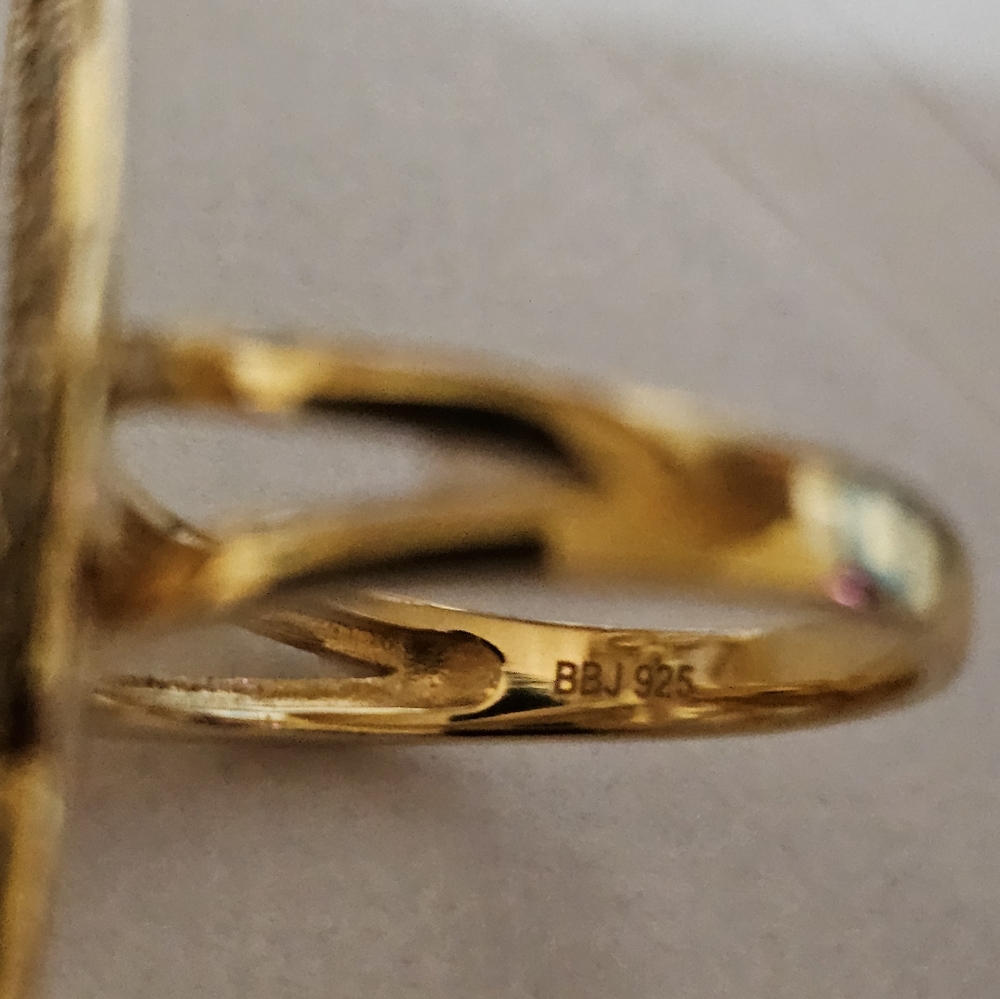 Vintage Style Mother of Pearl with Marcasites Ring 18k/925 Size 7! - Picture 8 of 14